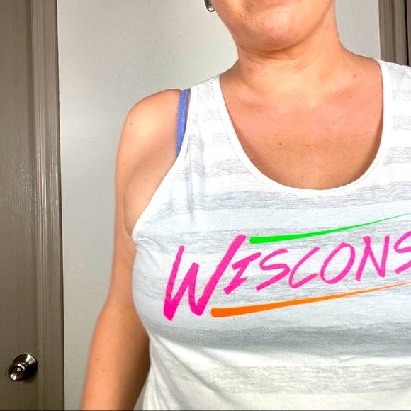 American Apparel Neon Wisconsin grey/white tank - Picture 3 of 5